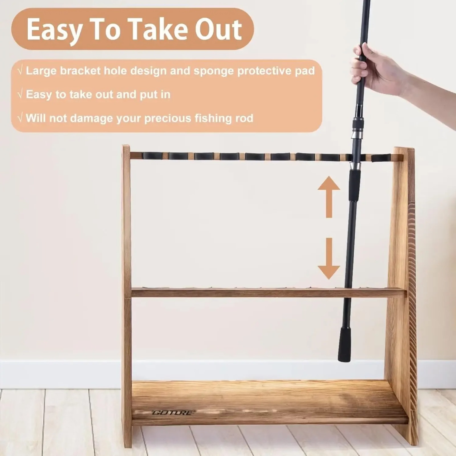 Goture Karbonize Çam Ahşap Olt - Fishing Rod Rack incelemesi ve fiyatı
